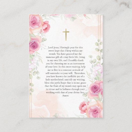 Theotokos Christuskind Zwangerschap Gebedskaart Plaatskaartje (Achterkant)