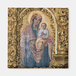 Theotokos en Christ Child in Goud Lijst Magneet