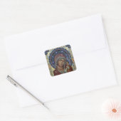 Theotokos en Christ Child met  Lijst Vierkante Sticker (Envelop)