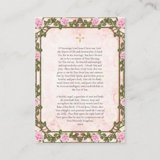 Theotokos en Christ Kind Zwangerschap Gebed Kaart Plaatskaartje (Achterkant)