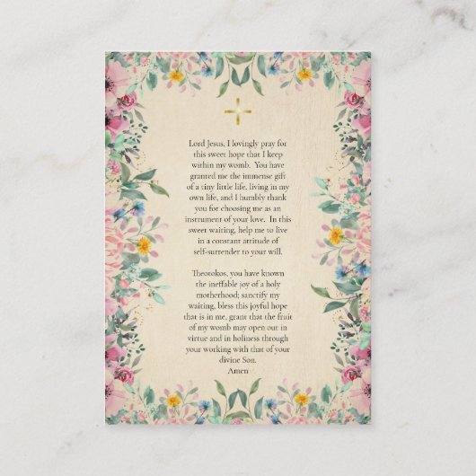Theotokos en Christ Kind Zwangerschap Gebed Kaart Plaatskaartje (Achterkant)