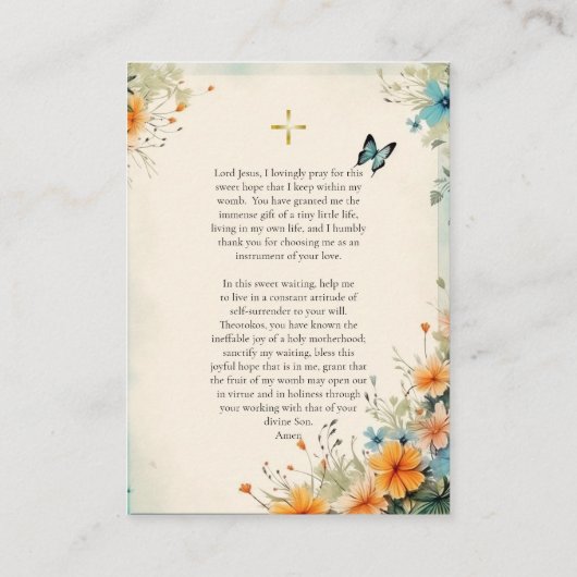 Theotokos en Christ Kind Zwangerschap Gebed Kaart Plaatskaartje (Achterkant)