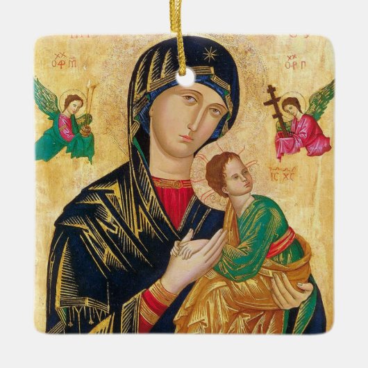 Theotokos en Christus kind icoon Keramisch Ornament (Voorkant)