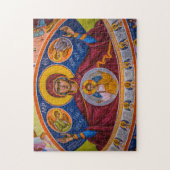 Theotokos en Christus Kind met Engelen Icoon Legpuzzel (Verticaal)