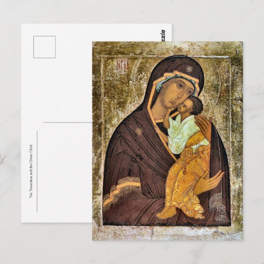 Theotokos en het Christuskind-icoon Briefkaart (Voorkant / Achterkant)
