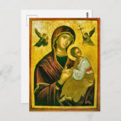 Theotokos en het Christuskind met engelen Icoon Briefkaart (Voorkant / Achterkant)