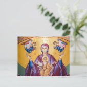 Theotokos en het Christuskind met engelen Icoon Briefkaart (Staand voorkant)