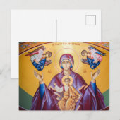 Theotokos en het Christuskind met engelen Icoon Briefkaart (Voorkant / Achterkant)