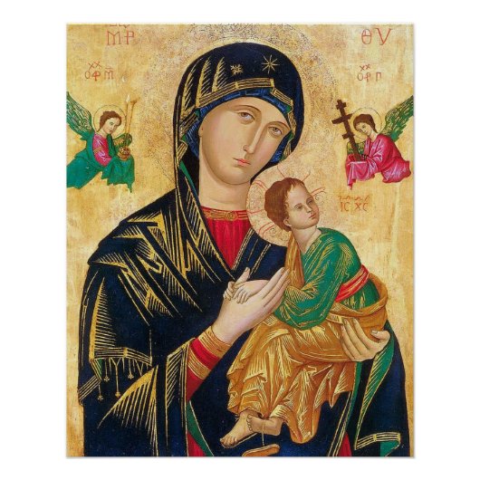 Theotokos en het Christuskind met engelen Perfect Poster (Voorkant)