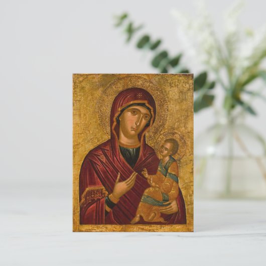 Theotokos en het Christuskind Orthodox Christelijk Briefkaart (Staand voorkant)
