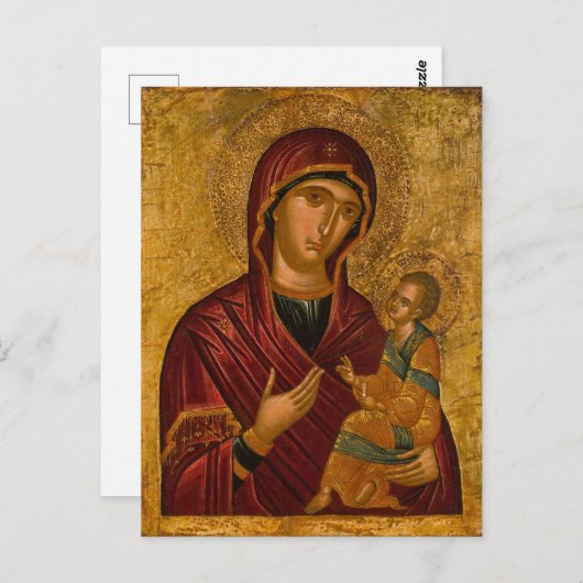 Theotokos en het Christuskind Orthodox Christelijk Briefkaart (Voorkant / Achterkant)
