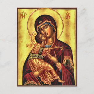 Theotokos en het Christuskind-orthodoxe icoon Briefkaart