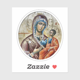 Theotokos en het Christuskind-orthodoxe icoon Sticker