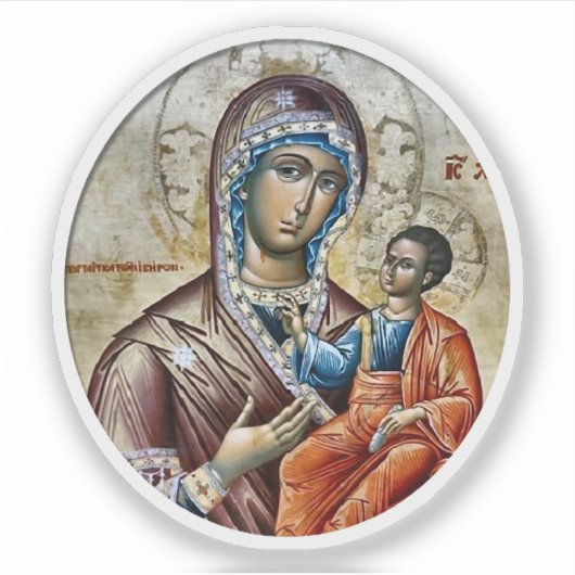 Theotokos en het Christuskind-orthodoxe icoon Sticker (Voorkant)