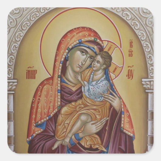 Theotokos en het Christuskind Vierkante Sticker (Voorkant)