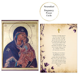 Theotokos en Kind Christus Zwangerschap Gebedskaar Plaatskaartje