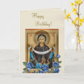 Theotokos Holy Protection Icon Birthday       Kaart (Gele Bloem)