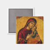 Theotokos (Maagd Maria) en Christus Kind Icoon Magneet (Voorkant / Achterkant)