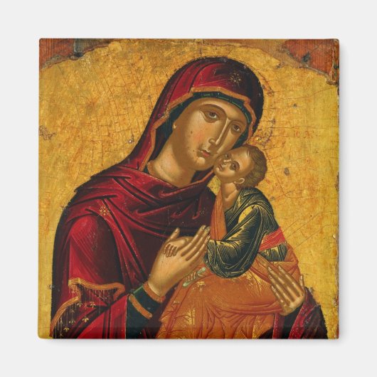 Theotokos (Maagd Maria) en Christus Kind Icoon Magneet (Voorkant)