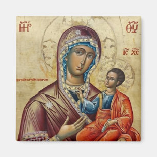 Theotokos (Maagd Maria) en Christus Kind Icoon Magneet