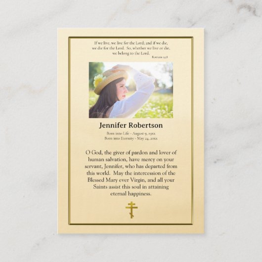 Theotokos (Maagd Maria) Kaart van het begrafenisge Plaatskaartje (Achterkant)