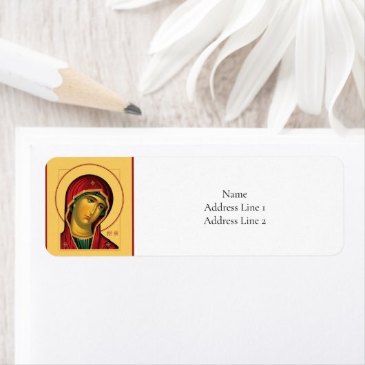 Theotokos (Maagd Maria) Orthodox Christelijk icoon Etiket (Insitu)