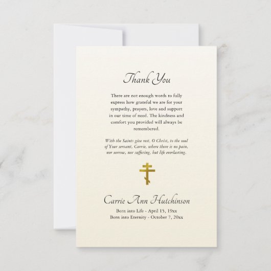 Theotokos Maagd Maria Orthodoxe Christelijke Begra Bedankkaart (Achterkant)