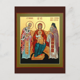 Theotokos met St. Nicholas en Blessed Seraphim Briefkaart