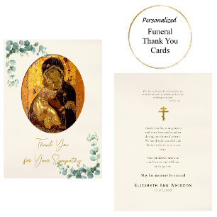 Theotokos van Vladimir Orthodox Christelijke Begra Bedankkaart