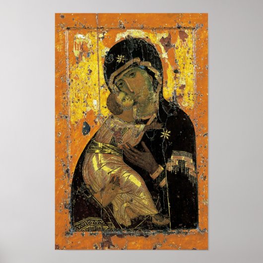Theotokos van Vladimir Orthodox Icon Print (Voorkant)