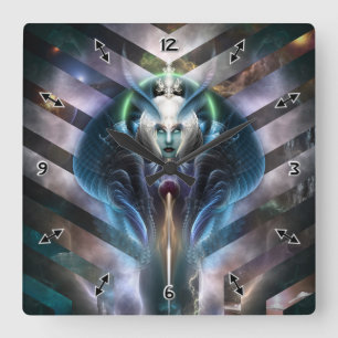 Thera Etheral Queen of Galaxy Wall Clock Vierkante Klok