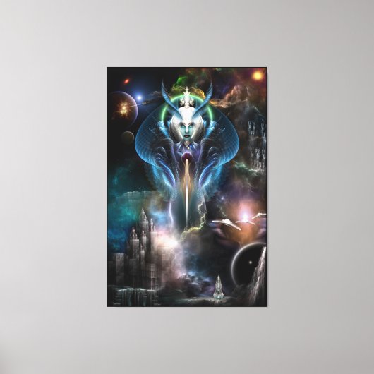 Thera Queen of the Galaxy BLK Border Canvas Afdruk (Voorkant)