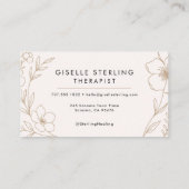 Therapeut Botanische Bloemen Blush Zwart Elegant Visitekaartje (Achterkant)