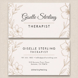 Therapeut Botanische Bloemen Blush Zwart Elegant Visitekaartje