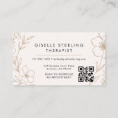 Therapeut Botanische QR Code Blush Elegant Visitekaartje (Achterkant)