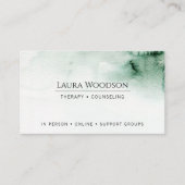 Therapeut Counselor Abstracte Waterverf Groen Visitekaartje (Voorkant)