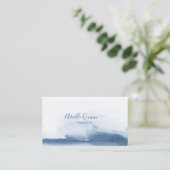 Therapeut Counselor Blauw Abstracte Waterverf Visitekaartje (Staand voorkant)