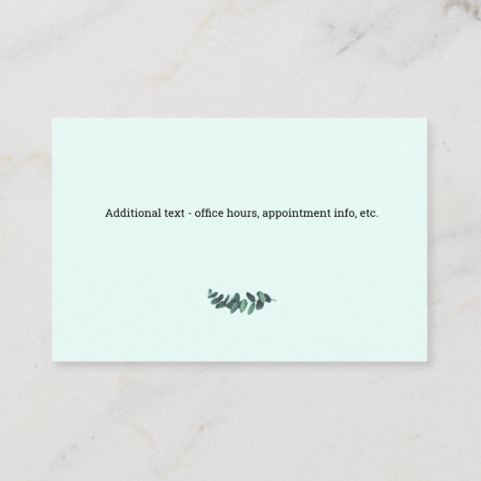 Therapeut Eucalyptus Groen Euro Visitekaartje (Achterkant)