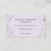 Therapeut Floral Lila Paarse Healing Elegant Visitekaartje (Achterkant)