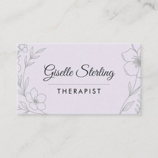 Therapeut Floral Lila Paarse Healing Elegant Visitekaartje (Voorkant)