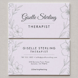Therapeut Floral Lila Paarse Healing Elegant Visitekaartje
