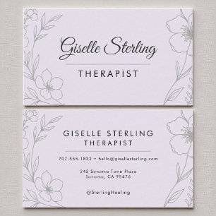 Therapeut Floral Lila Paarse Healing Elegant Visitekaartje