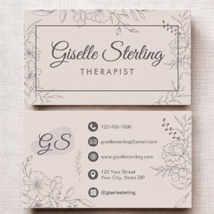 Therapeut Florale Botanische Elegante Schrift Visitekaartje