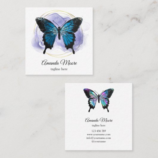 therapeut holografen squa , die een handjevol mann vierkante visitekaartje (Voorkant / Achterkant)