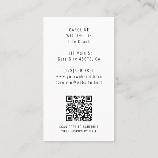 Therapeut Life Coach Moderne Waterverf QR Code Visitekaartje (Achterkant)