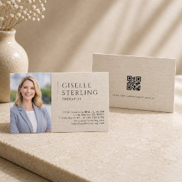 Therapeut Linen Foto QR Code Visitekaartje