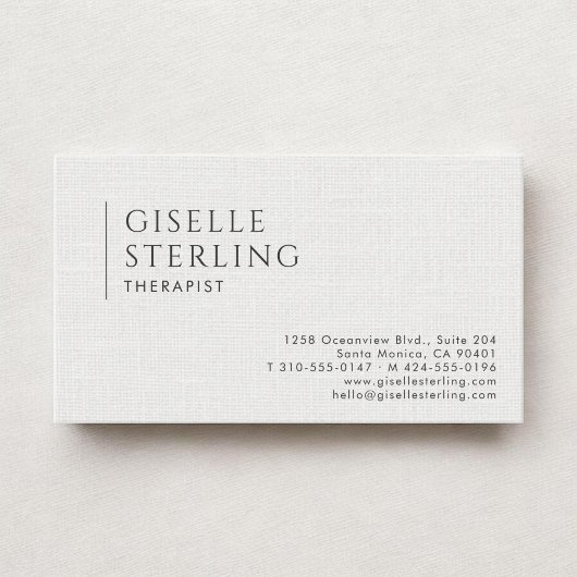 Therapeut Linen Wit Visitekaartje