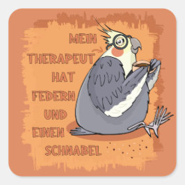 Therapeut mit Federn & Schnabel. Nymfensittich Vierkante Sticker