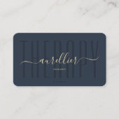Therapeut Monogram Therapie Modern Donkerblauw Visitekaartje (Voorkant)