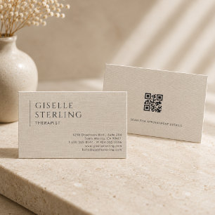 Therapeut Neutrale Linnen QR-code Visitekaartje